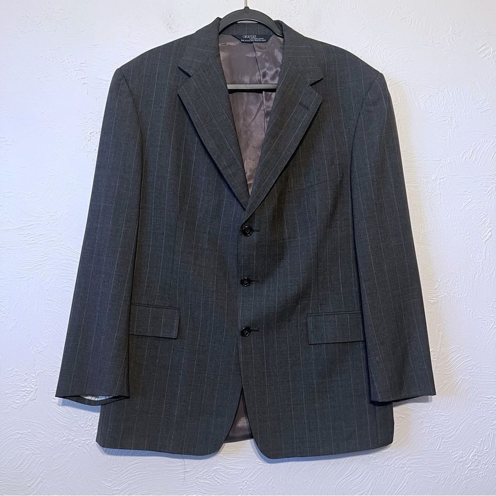 Polo Ralph Lauren Blazer Jacket Mens 42R Gray Striped Wool 3 Button Sport Coat
